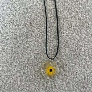 Yellow and Black Flower Necklace